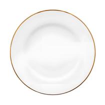 Prato Raso Jantar Refeição 28cm Sofia Ouro Porcelana Borda Dourada Oxford