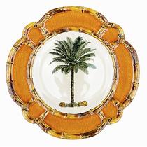 Prato Raso Melamina Borda Bambu Laranja Desenho 28cm 50099 - EntreCasa