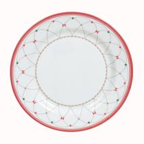 Prato Raso Natal Branco Vermelho Melamina Mesa Posta 28cm Bandeja Servir Petisqueira Mesa Posta