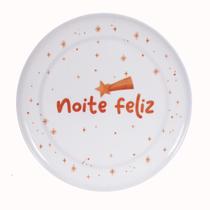 Prato Raso Natal Noite Feliz Melamina Branco Mesa Posta 25cm Bandeja Travessa Petisqueira Mesa Posta