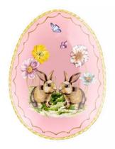 Prato Raso Oval Cerâmica Pascoa RB Rosa 23x18x3cm - CJ C/ 2 Unid