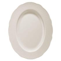 Prato Raso Oval Em Porcelana Perle Branco 28cm