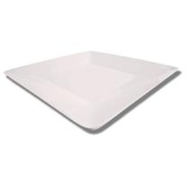 Prato Raso Quadrado Branco Melamina Leve Plástico Resistente 25cm - Bestfer