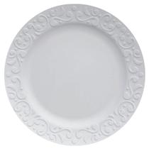 Prato Raso Redondo 26,5cm em Porcelana com Relevo Tassel Germer Branco