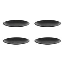 Prato Raso Redondo Lanche Preto Plastico Solido BPA Free 4un