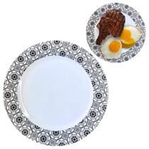 Prato Raso Refeição Buffet Decorado em Melamina 25cm Preto Prato Raso Refeição Buffet Decorado em Melamina 25cm Preto