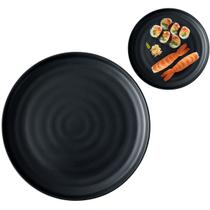 Prato Raso Refeição em Melamina Oriental Toquio Preto 25,5cm