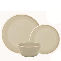 Prato Raso, Sobremesa e Bowl Melamina Bege 18un Class Wolff