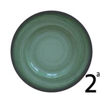 Prato raso tramontina rústico verde em porcelana decorada 27 cm