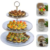 Prato Redondo 3 Andares Porta Doces Salgados Cristal De Chumbo Renaissance Luxo Incolor Lyor