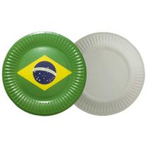 Prato Redondo Brasil Copa do Mundo 18cm - 10 unidades Prato Redondo Brasil Copa do Mundo 18cm - 10 unidades
