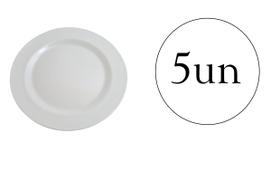 Prato Redondo de Melanina Branco linha Luxo 22cm- Kit 5un