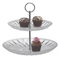 Prato Redondo Duplo Doces Vidro 2 Andares 20/25 Cm Wincy Prato Redondo Duplo Doces Vidro 2 Andares 20/25 Cm Wincy