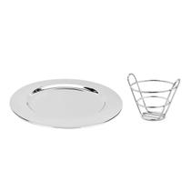 Prato Redondo Inox Cestinha Cachepot Decoraçao Festa Buffet Prato Redondo Inox Cestinha Cachepot Decoraçao Festa Buffet