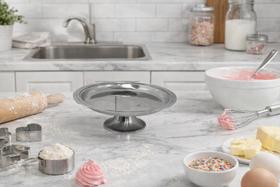 Prato Redondo Multiuso Com Pedestal Bolo Pudim Doces Prato Redondo Multiuso Com Pedestal Bolo Pudim Doces