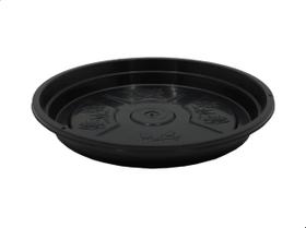 Prato Redondo P/ Vaso Flor Plantas Plastico N2 - Preto