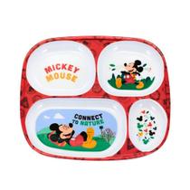 Prato Refeição Infantil 4 Divisórias Melamina Mickey Mouse Disney - Tuut Prato Refeição Infantil 4 Divisórias Melamina Mickey Mouse Disney - Tuut