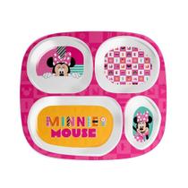 Prato Refeição Infantil 4 Divisórias Melamina Rosa Minnie Mouse Disney - Tuut Prato Refeição Infantil 4 Divisórias Melamina Rosa Minnie Mouse Disney - Tuut