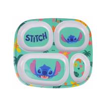 Prato Refeição Infantil com Divisórias Melamina Stitch Disney - Tuut Prato Refeição Infantil com Divisórias Melamina Stitch Disney - Tuut
