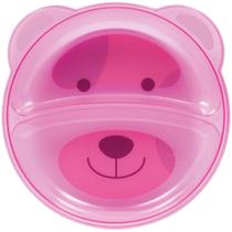 Prato Refeicao Urso Ursinho com Divisoria Rosa Buba para Bebe Crianca
