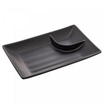 Prato Retangular de Melamina com Molheira Tóquio Preto
