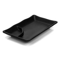 Prato Retangular Sushi com Portamolho Preta Melamina 100% Profissional Prato Retangular Sushi com Portamolho Preta Melamina 100% Profissional