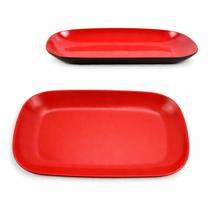 Prato Retangular Travessa Oriental em Melamina Sushi 24cm Vermelho Prato Retangular Travessa Oriental em Melamina Sushi 24cm Vermelho