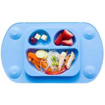 Prato Silicone Infantil Portátil - 3 Divisões - Azul Menino Prato Silicone Infantil Portátil - 3 Divisões - Azul Menino