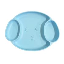 Prato Silicone Ursinho Interativo Educativo Infantil Bebê com Divisórias Introdução Alimentar