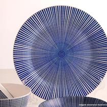 Prato Sobremesa 19,5cm Stripe Azul em Cerâmica PCLN219AZ - Hauskraft