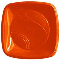 Prato Sobremesa Bio Quadrado 15cm Laranja Trik - 10 unid Prato Sobremesa Bio Quadrado 15cm Laranja Trik - 10 unid