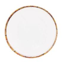 Prato Sobremesa Borda de Bambu Melamina Branco 22cm Wolff