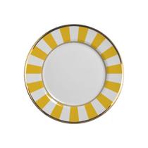 Prato Sobremesa Ceram.Yellow Strip Borda Ouro 19,5cm - Unid. Prato Sobremesa Ceram.Yellow Strip Borda Ouro 19,5cm - Unid.