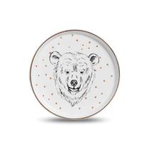 Prato Sobremesa Cerâmica Urso Forest Glow 20cm Scalla- Unid.
