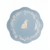 PRATO SOBREMESA COELHO AZUL BRANCO PORCELANA 21cm CROMUS PRATO SOBREMESA COELHO AZUL BRANCO PORCELANA 21cm CROMUS