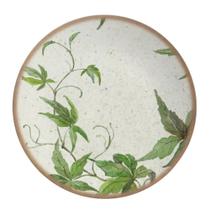 Prato Sobremesa de Cerâmica Off White Coup Tropical Leaves Alleanza 20cm