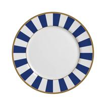 Prato Sobremesa de Cerâmica Stripe Branco e Azul Alleanza 20cm