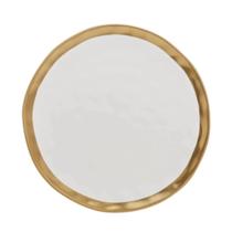 Prato Sobremesa de Porcelana Branco e Dourado 6un Dubai - Wolff