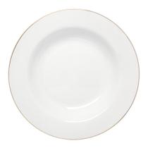 Prato sobremesa de porcelana royal com borda dourada 20cm