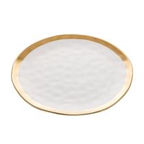 Prato Sobremesa Dubai Branco/Dourado 21X2Cm - Wolff