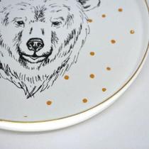 Prato Sobremesa Em Cerâmica Borda Reta Coleção Forest Glow Urso Cerâmica Scalla - Unidade Prato Sobremesa Em Cerâmica Borda Reta Coleção Forest Glow Urso Cerâmica Scalla - Unidade