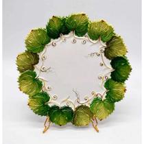 Prato Sobremesa em Cerâmica c/Borda Folha de Uva 24cm Zanatta Prato Sobremesa em Cerâmica c/Borda Folha de Uva 24cm Zanatta