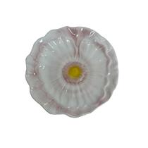 Prato Sobremesa em Cerâmica Flor Relevo Rosa 19cm Luiz Salvador