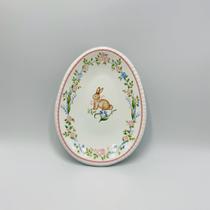 Prato Sobremesa Em Cerâmica Oval Pascoa Jardim Florido 21x16x2cm Luiz Salvador