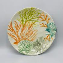 Prato Sobremesa em Melamina Desenho Coral (laranja)