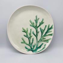 Prato Sobremesa em Melamina Desenho Coral (verde)