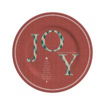 Prato Sobremesa Natalino Joy Vermelho Cerâmica Alleanza 20cm