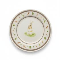 Prato sobremesa natural bege branco porcelana tok da casa
