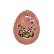 Prato Sobremesa Oval Cerâmica Pascoa RB Rosa 21x16x2cm-Unid Prato Sobremesa Oval Cerâmica Pascoa RB Rosa 21x16x2cm-Unid