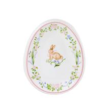 Prato Sobremesa Oval Páscoa Jardim Florido Branco